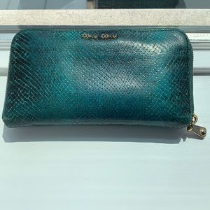 Miu Miu turquoise snakeskin wallet